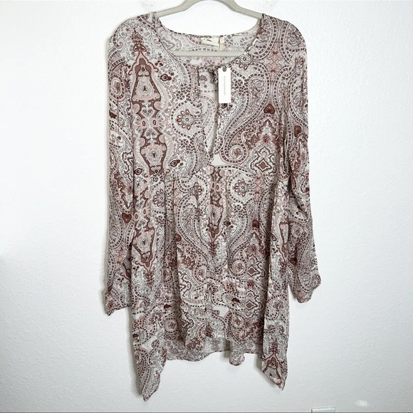 Anthropologie Lilka Dress Women Large Pink Paisley Flowy Keyhole Mini Boho B16 - Picture 11 of 11